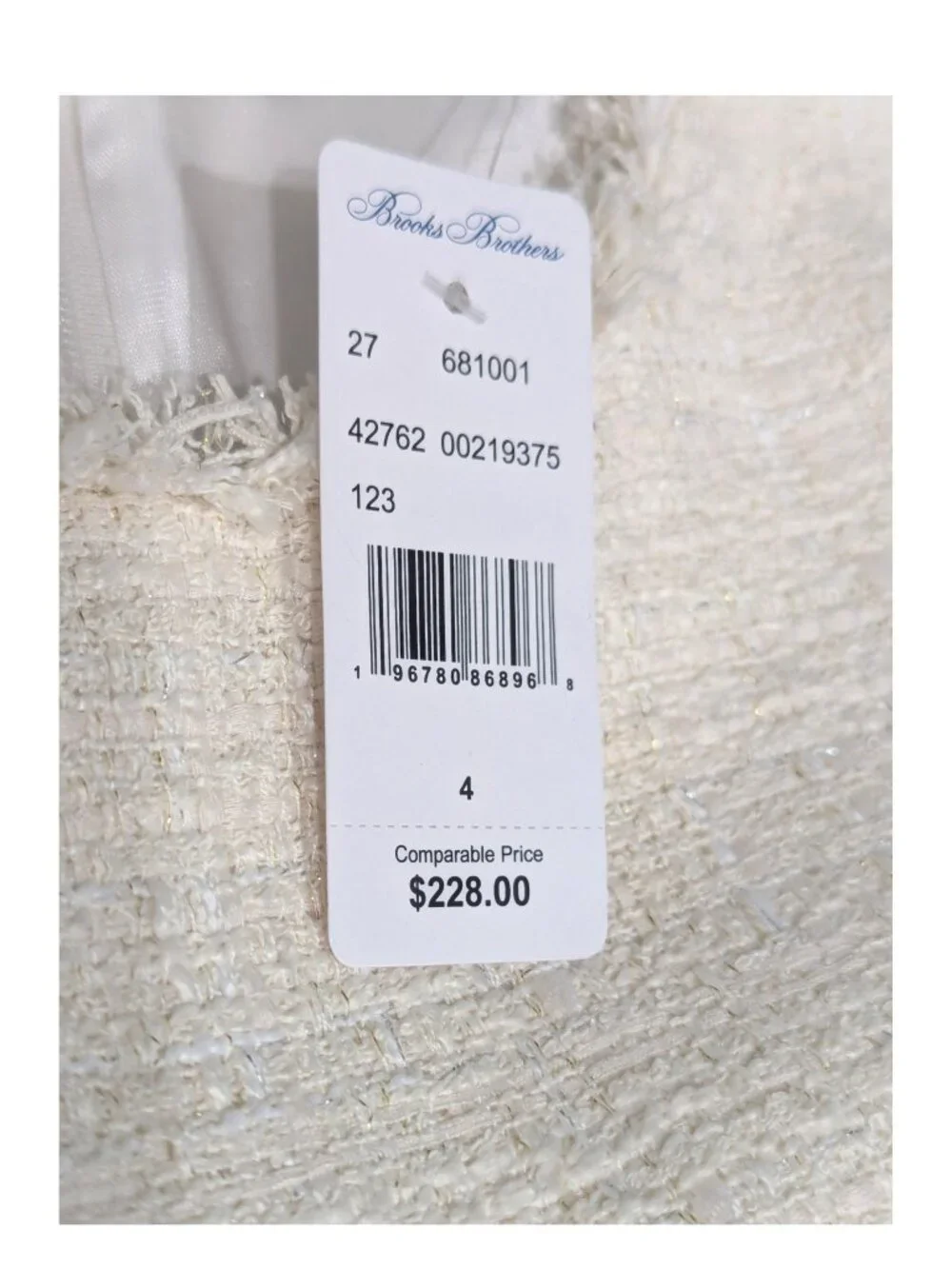 Brooks Brothers Tweed Sheath Dress Women 4 Ivory Metallic NWT